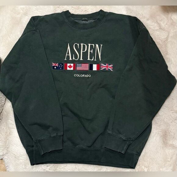 Brandy Melville John Galt Erica Aspen Crew Neck Sweater Forest Green One size - Picture 6 of 6